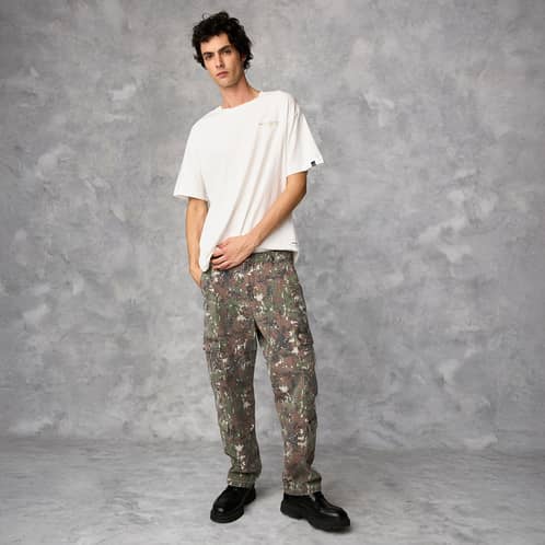 AMERICANINO - Jeans Cargo Camuflado Hombre Algodón Diseño Texturado